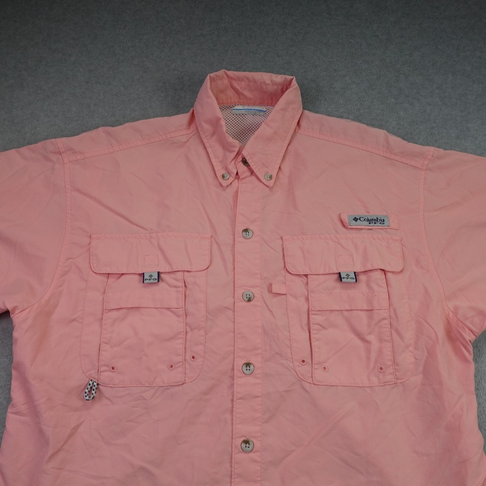 Columbia Shirt Mens XS Coral Pink PFG Bahama II Fishing Short Sleeve - Picture 2 of 14